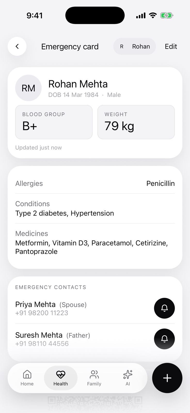 SVAAS emergency card